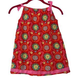 Y2K Hanna Andersson Pillowcase Dress Size 100 (4) Floral Medallions Ribbon Tie